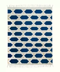 Kiliim Hexa Blue Wool Rug