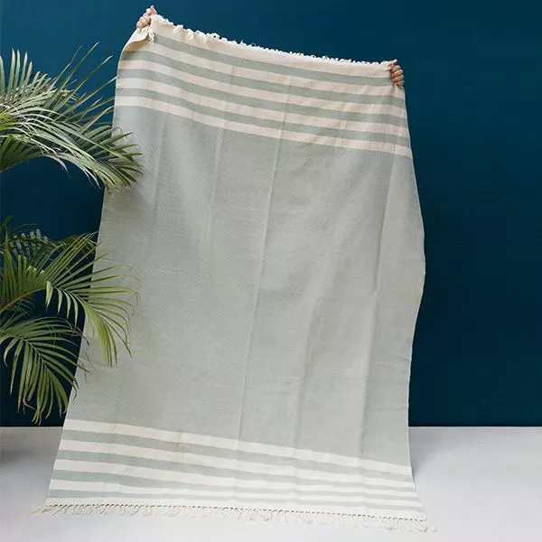 Kiliim Mint Stripes Throw Blanket Home Goods 1 Kiliim Mint Stripes Throw Blanket Home Goods