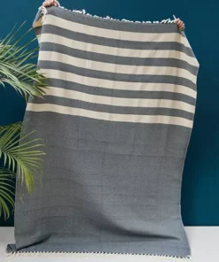 Kiliim Navy Stripes Throw Blanket Home Goods
