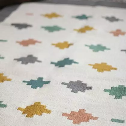 Kiliim Pastel Tiles Wool Runner / Rug Home Goods 2 Kiliim Pastel Tiles Wool Runner / Rug Home Goods