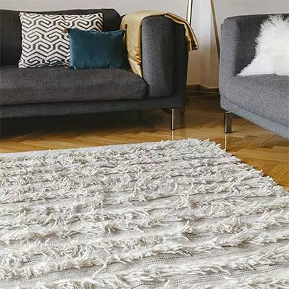 Kiliim White Fringe Wool Runner/Rug 2 Kiliim White Fringe Wool Runner/Rug