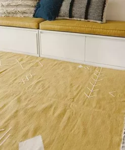 Kiliim Home Goods Yellow Scattered Stitch Wool Rug