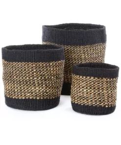 Swahili African Modern Home Goods Kitonga Sisal And Banana Fiber Storage Basket Set