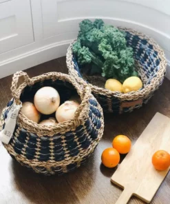 Korissa Daya Upcycled Denim Foldable Basket Set Home Goods