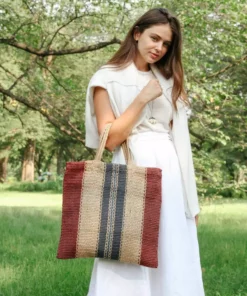 Korissa Dora Jute Tote Bag - Multi Brown