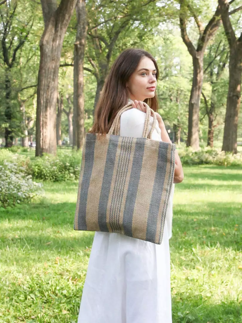 Korissa Dora Jute Tote Bag - Pale Gray 2 Korissa Dora Jute Tote Bag - Pale Gray