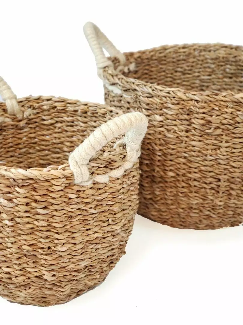 Korissa Savar Basket With White Handles Set 6 Korissa Savar Basket With White Handles Set