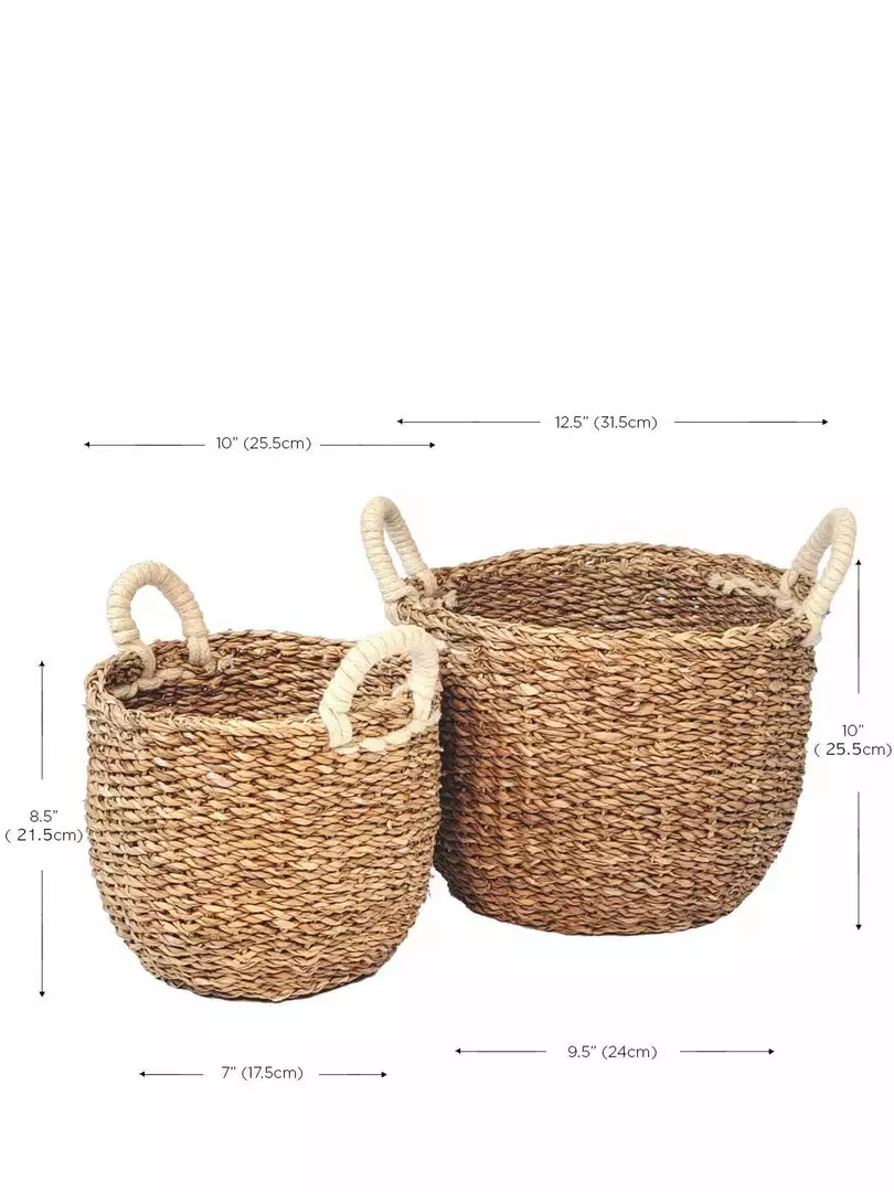 Korissa Savar Basket With White Handles Set 7 Korissa Savar Basket With White Handles Set