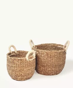Korissa Savar Basket With White Handles Set