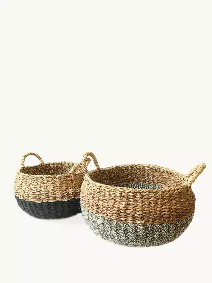 Korissa Home Goods Ula Floor Basket Set - Black 1 Korissa Home Goods Ula Floor Basket Set - Black