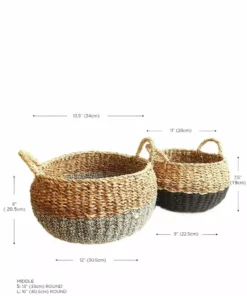 Korissa Home Goods Ula Floor Basket Set - Black 11 Korissa Home Goods Ula Floor Basket Set - Black