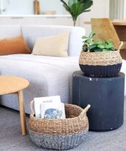 Korissa Home Goods Ula Floor Basket Set - Black