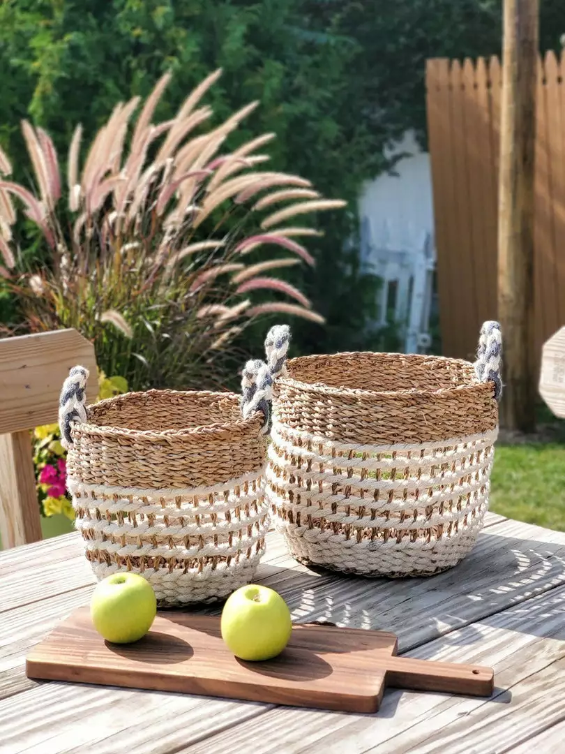 Korissa Ula Mesh Basket Set - White 2 Korissa Ula Mesh Basket Set - White