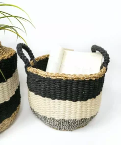 Korissa Home Goods Ula Stripe Basket Set - Black