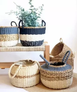 Korissa Home Goods Ula Stripe Basket Set - Black
