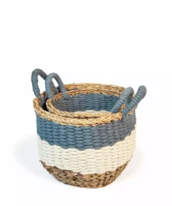 Korissa Home Goods Ula Stripe Basket Set - Blue 11 Korissa Home Goods Ula Stripe Basket Set - Blue