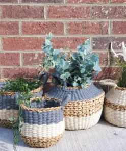 Korissa Home Goods Ula Stripe Basket Set - Blue