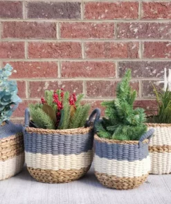 Korissa Home Goods Ula Stripe Basket Set - Blue 10 Korissa Home Goods Ula Stripe Basket Set - Blue