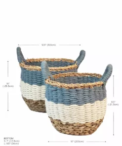 Korissa Home Goods Ula Stripe Basket Set - Blue 14 Korissa Home Goods Ula Stripe Basket Set - Blue