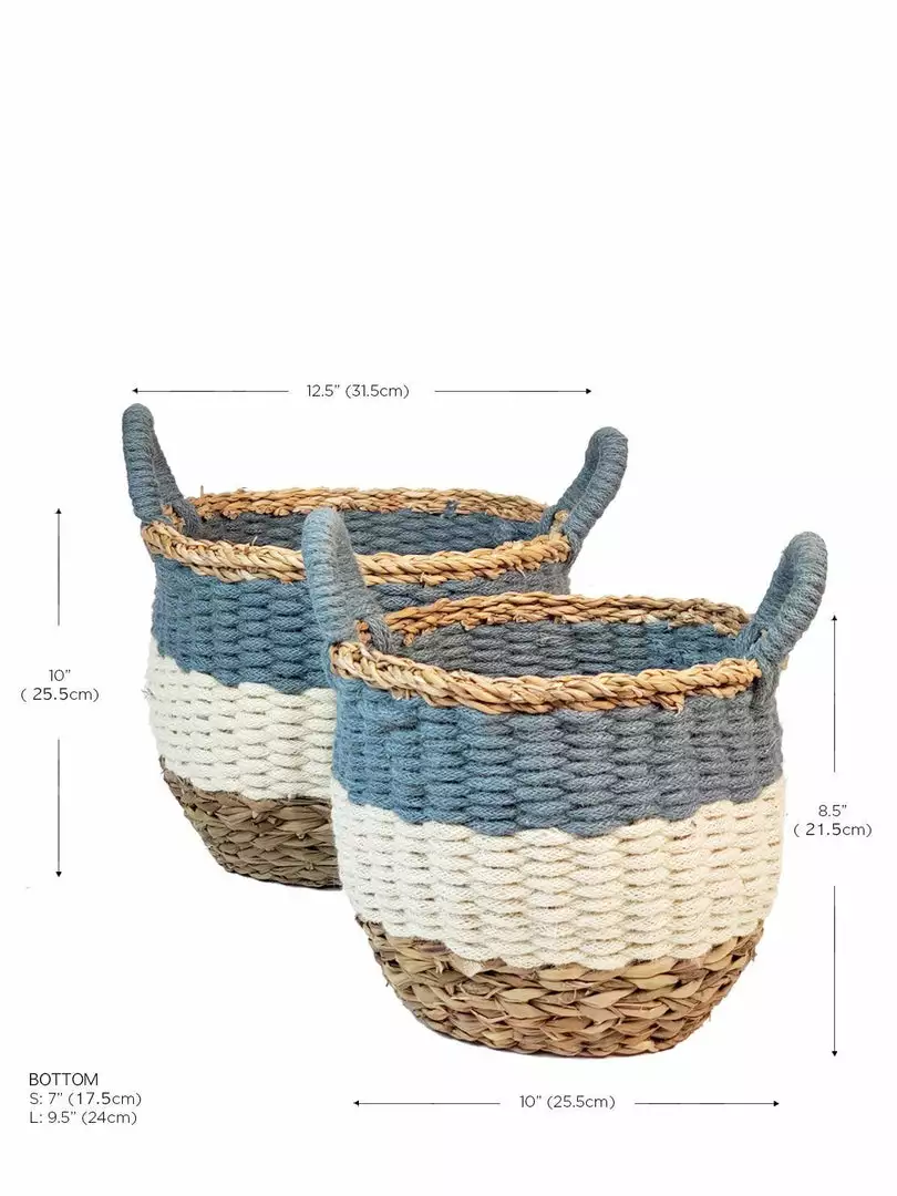 Korissa Home Goods Ula Stripe Basket Set - Blue 7 Korissa Home Goods Ula Stripe Basket Set - Blue