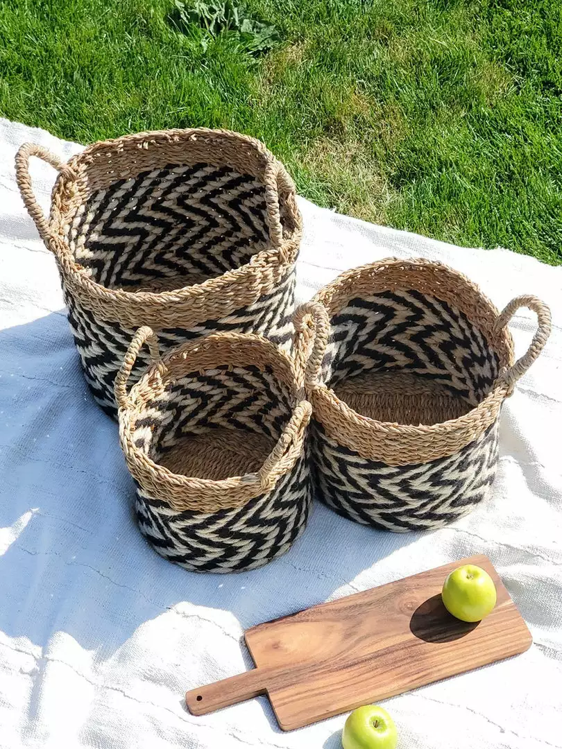 Korissa Home Goods Ula Zigzag Basket Set 3 Korissa Home Goods Ula Zigzag Basket Set