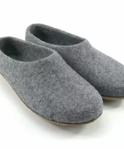 Kyrgies Men's Molded Sole High Back Wool Slippers - Gray
