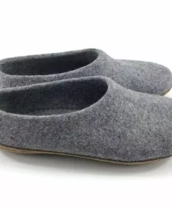 Kyrgies Men's Molded Sole High Back Wool Slippers - Gray