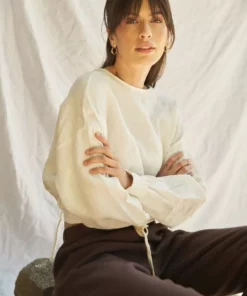 LA Relaxed New Arrivals Reversible Linen Blouse