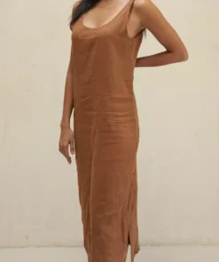 LA Relaxed New Arrivals Washed Linen Column Dress