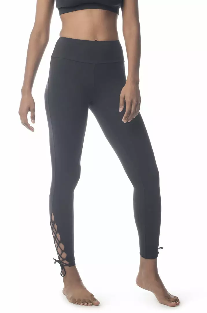 Synergy Organic Clothing Lace Up Legging Pant - Black Sale 1 Synergy Organic Clothing Lace Up Legging Pant - Black Sale