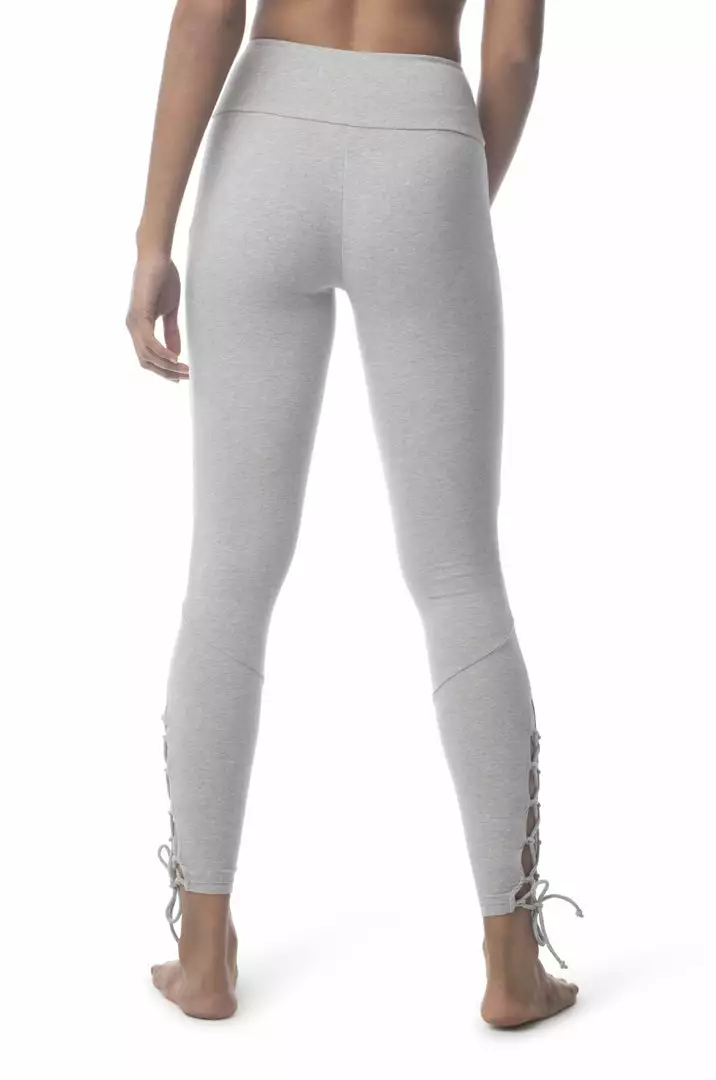 Synergy Organic Clothing Sale Lace Up Legging Pant - Heather Gray 2 Synergy Organic Clothing Sale Lace Up Legging Pant - Heather Gray