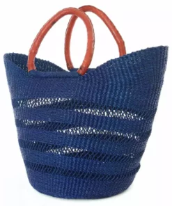 Swahili African Modern Accessories Navy Blue Lacework Wing Shopper Bag