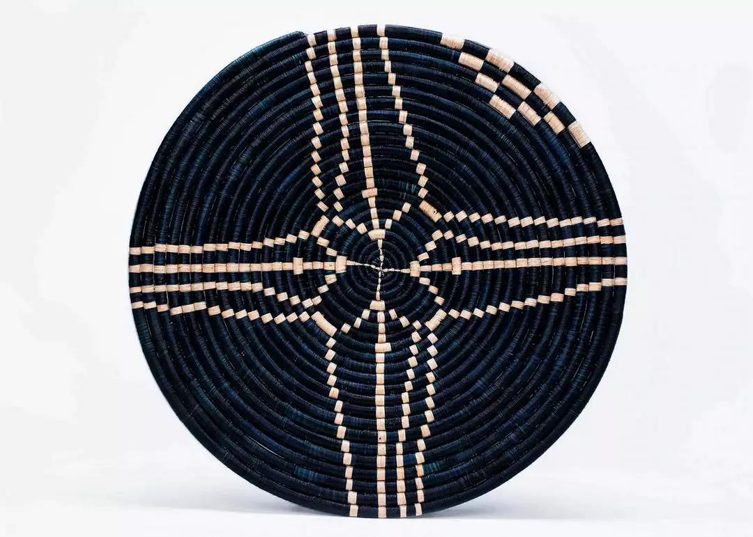 KAZI Home Goods Large Navy Sanaa Woven Wall Plate 1 KAZI Home Goods Large Navy Sanaa Woven Wall Plate