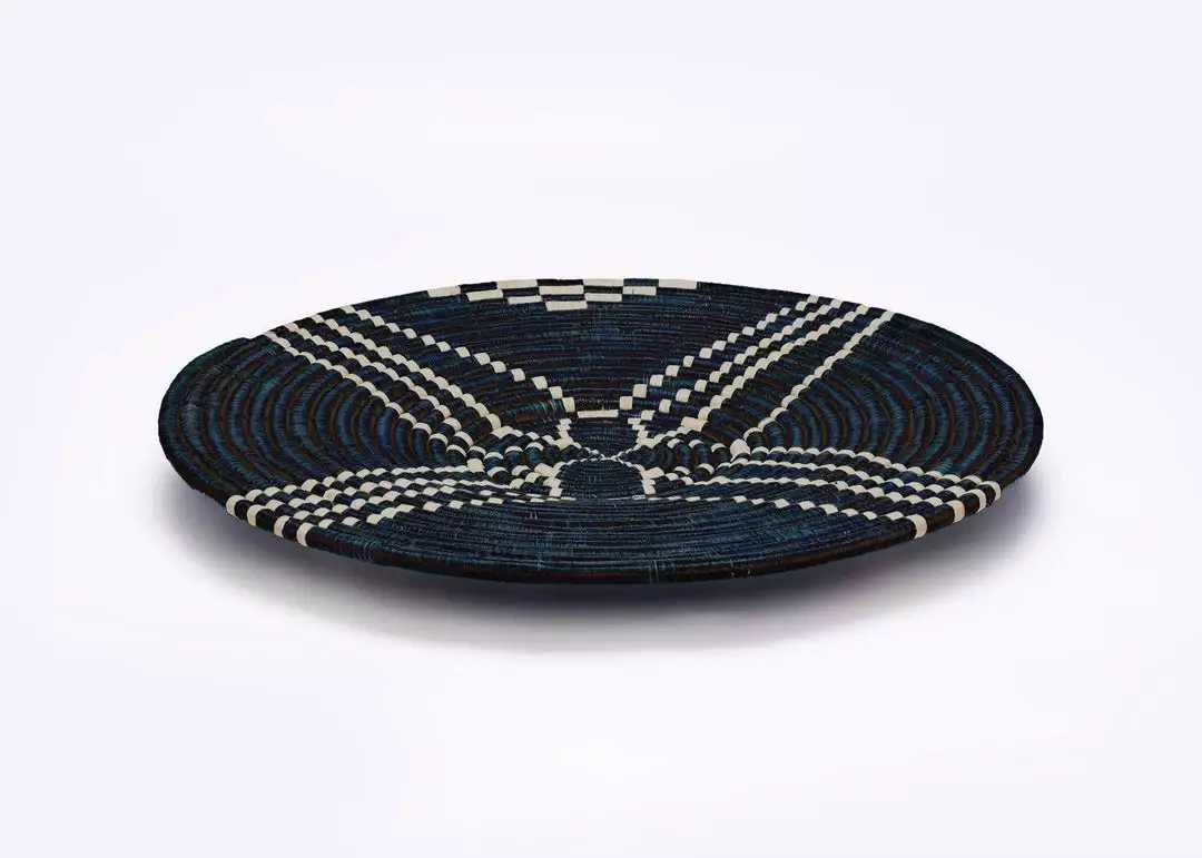 KAZI Home Goods Large Navy Sanaa Woven Wall Plate 2 KAZI Home Goods Large Navy Sanaa Woven Wall Plate