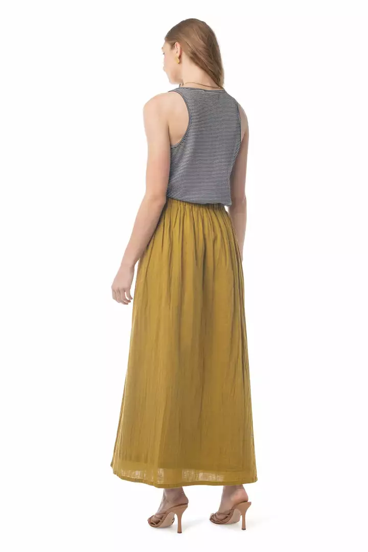 Synergy Organic Clothing Laylin Skirt - Ecru Olive 4 Synergy Organic Clothing Laylin Skirt - Ecru Olive