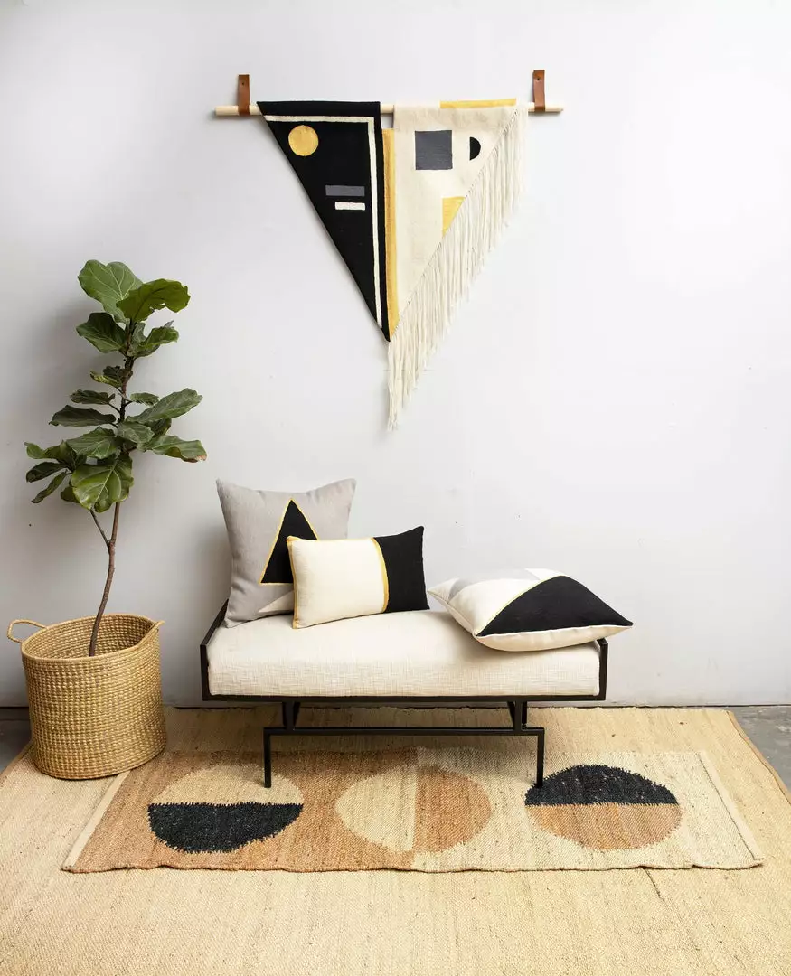 Leah Singh Black + White Wool Fringe Tapestry Home Goods 2 Leah Singh Black + White Wool Fringe Tapestry Home Goods