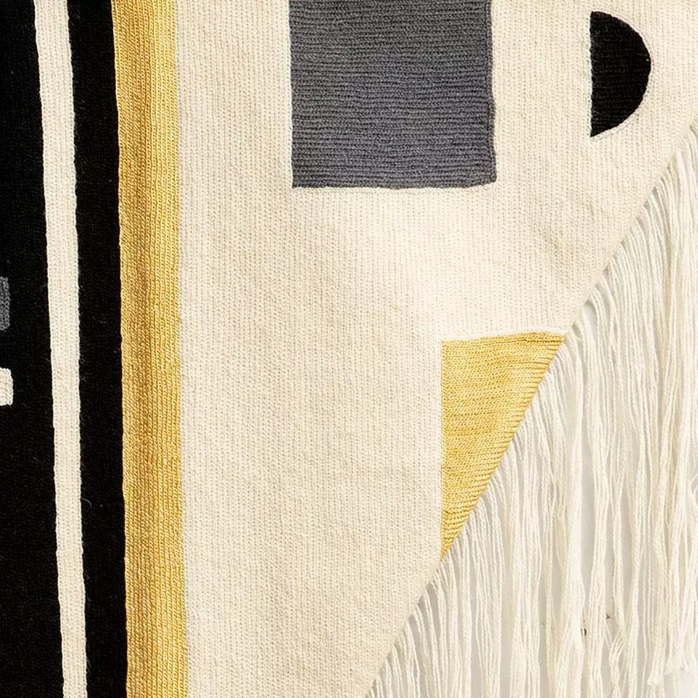 Leah Singh Black + White Wool Fringe Tapestry Home Goods 3 Leah Singh Black + White Wool Fringe Tapestry Home Goods