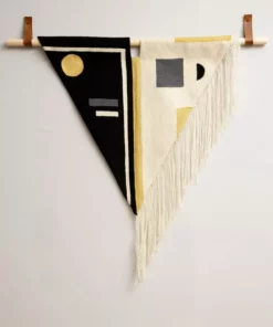 Leah Singh Black + White Wool Fringe Tapestry Home Goods