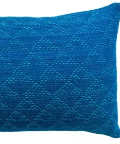 Leah Singh Eva Wool Lumbar Pillow Cover - Indigo + Aqua Home Goods