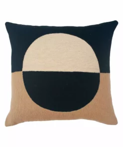 Leah Singh Marianne Circle Wool Throw Pillow Cover - Black Home Goods