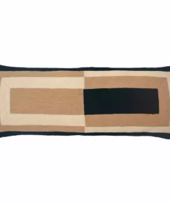 Leah Singh Home Goods Marianne Wool Lumbar Pillow Cover - Black