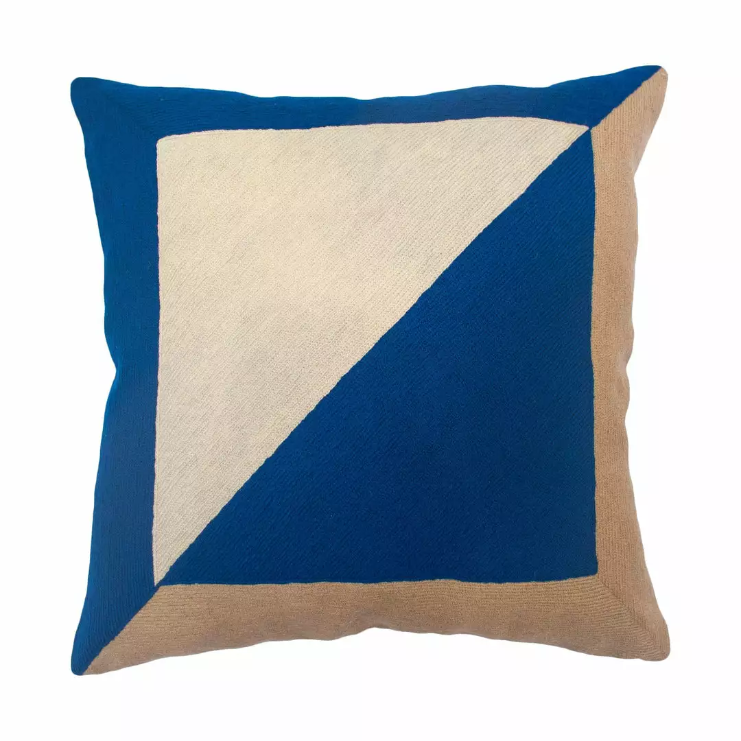 Leah Singh Home Goods Marianne Square Wool Throw Pillow Cover - Blue 1 Leah Singh Home Goods Marianne Square Wool Throw Pillow Cover - Blue