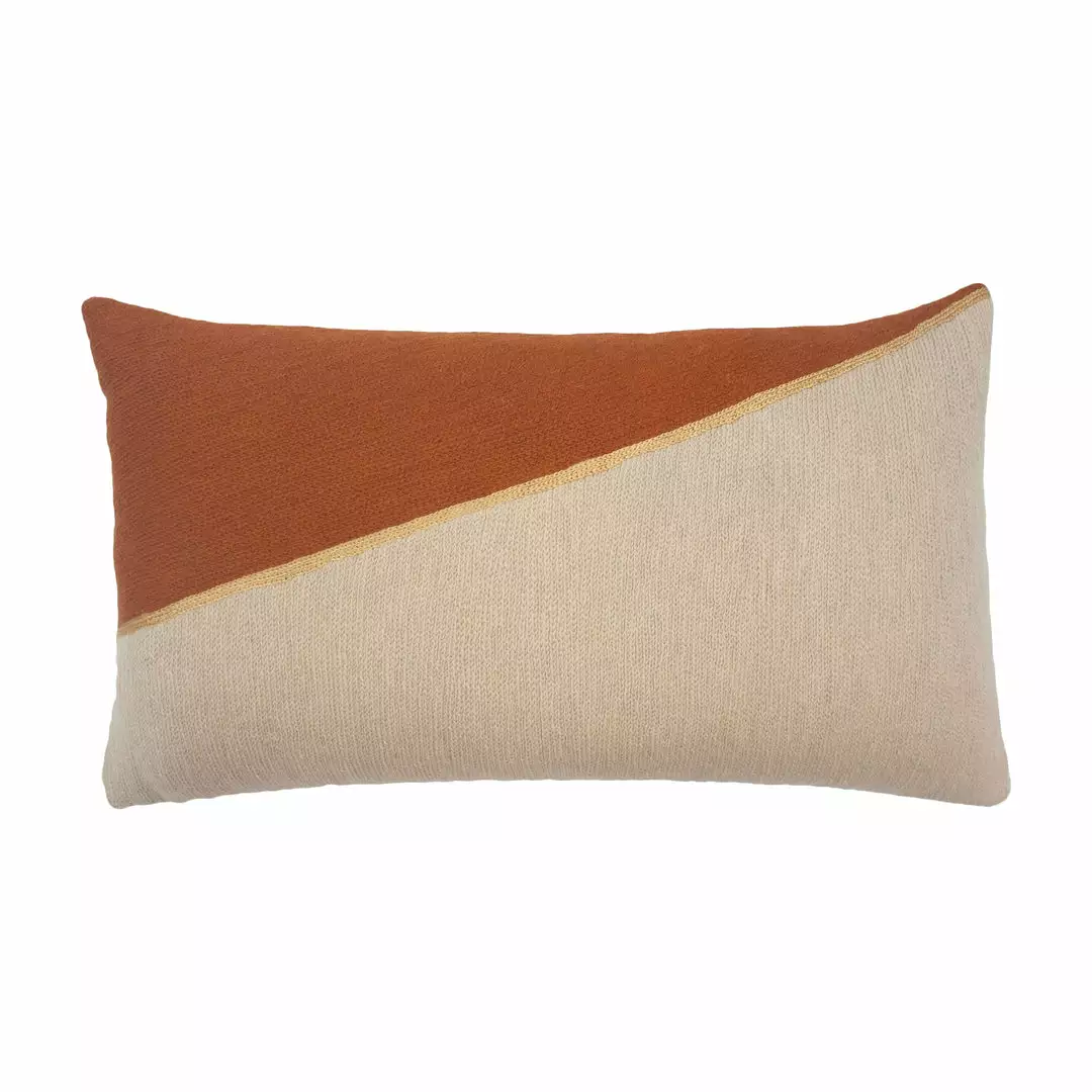 Leah Singh Home Goods Marianne Triangle Wool Lumbar Pillow Cover - Ochre 1 Leah Singh Home Goods Marianne Triangle Wool Lumbar Pillow Cover - Ochre