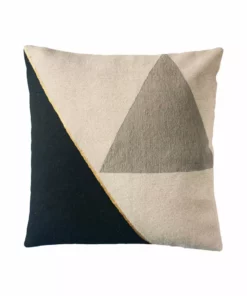 Leah Singh Midnight Cliff Wool Throw Pillow Cover - Black + Creme
