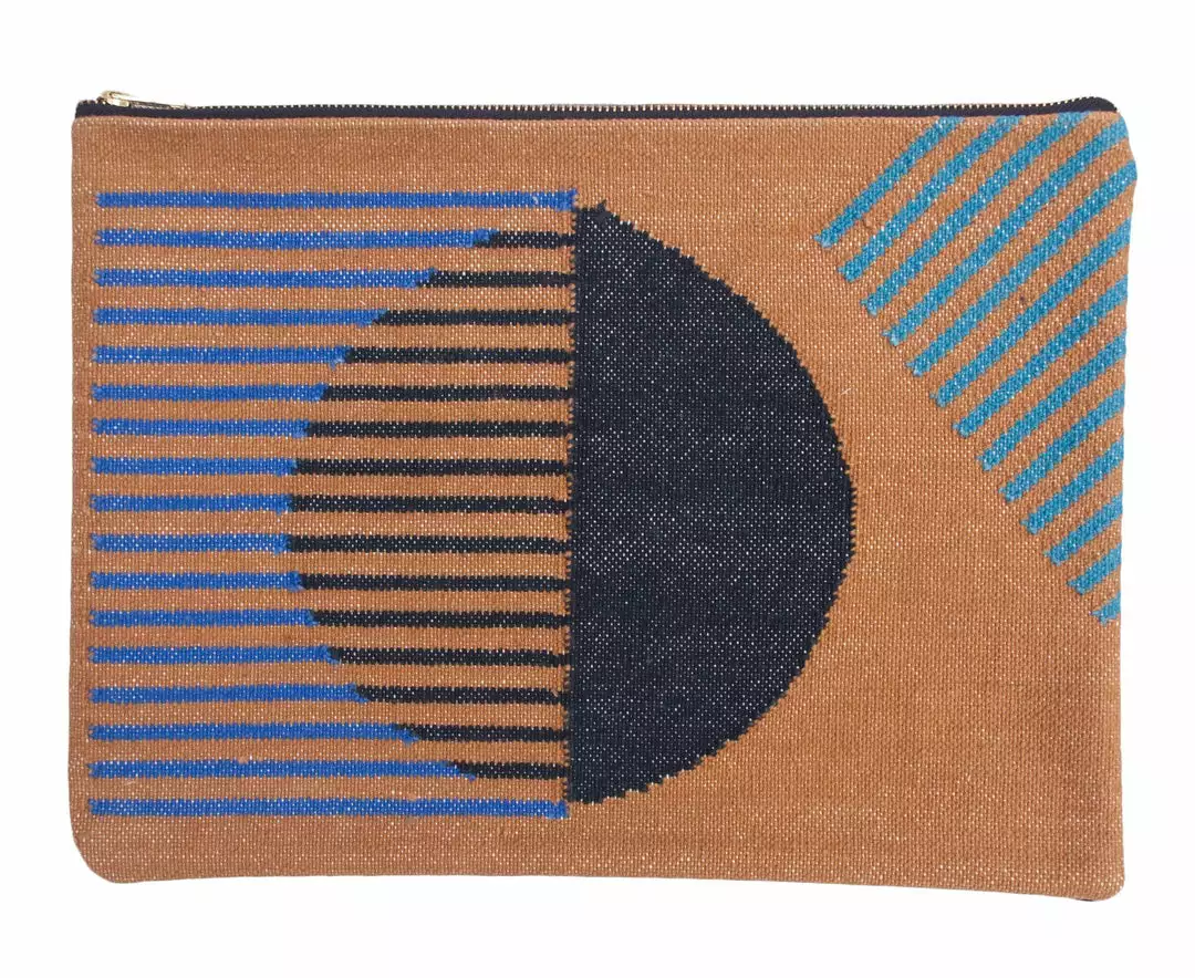 Leah Singh Olivia Stripe Clutch - Ochre Handcrafted 1 Leah Singh Olivia Stripe Clutch - Ochre Handcrafted