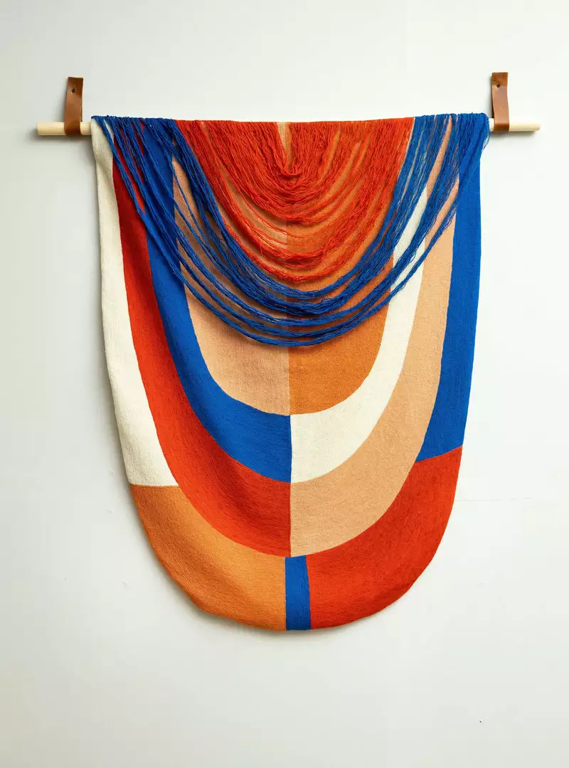 Leah Singh Red + Blue Wool Tapestry 1 Leah Singh Red + Blue Wool Tapestry