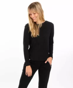 Leena & Lu Pima Long Sleeve Shirt - Black Best Sellers