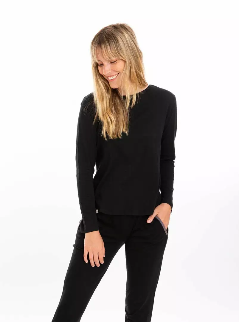 Leena & Lu Pima Long Sleeve Shirt - Black Best Sellers 1 Leena & Lu Pima Long Sleeve Shirt - Black Best Sellers
