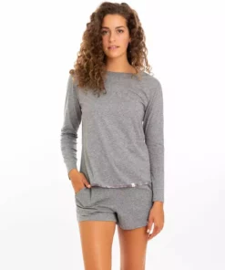 Leena & Lu Pima Long Sleeve Shirt - Gray BIPOC Owned