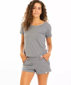 Leena & Lu Pima Short Pajama Set - Gray Best Sellers